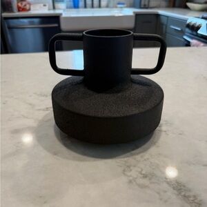 Matte Black Two-Handle Decorative Vase